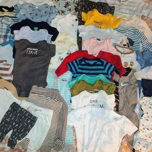 42pc Lot Premie & Newborn Baby Boy Clothes Some NEW W/tags, Some Used, some NWOT